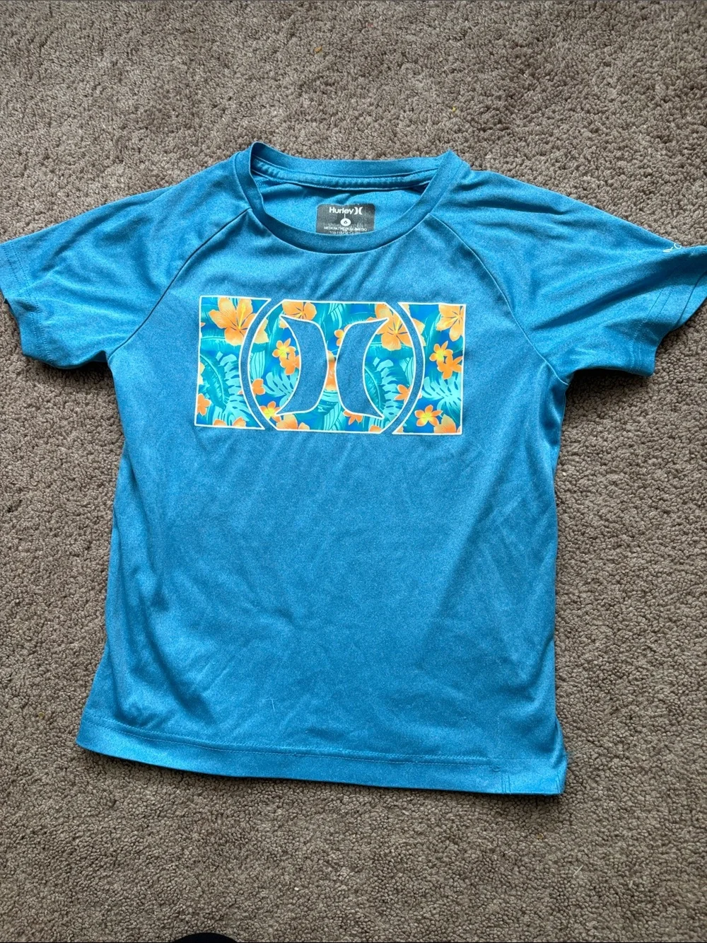 Hurley Blue Kids' Floral Logo Rashguard